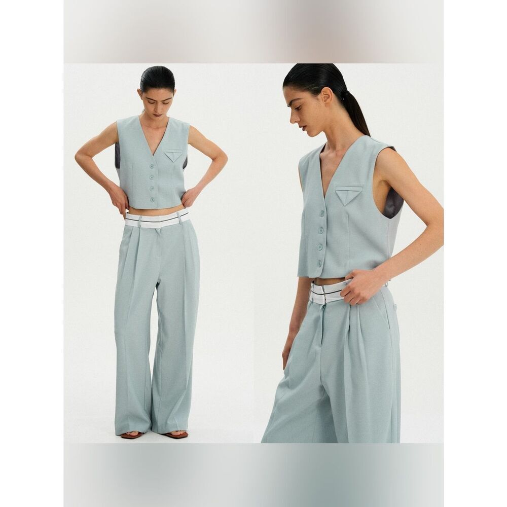 NEW Source Unknown TAILORED SUIT VEST + Pants set in “SEAFOAM” blue